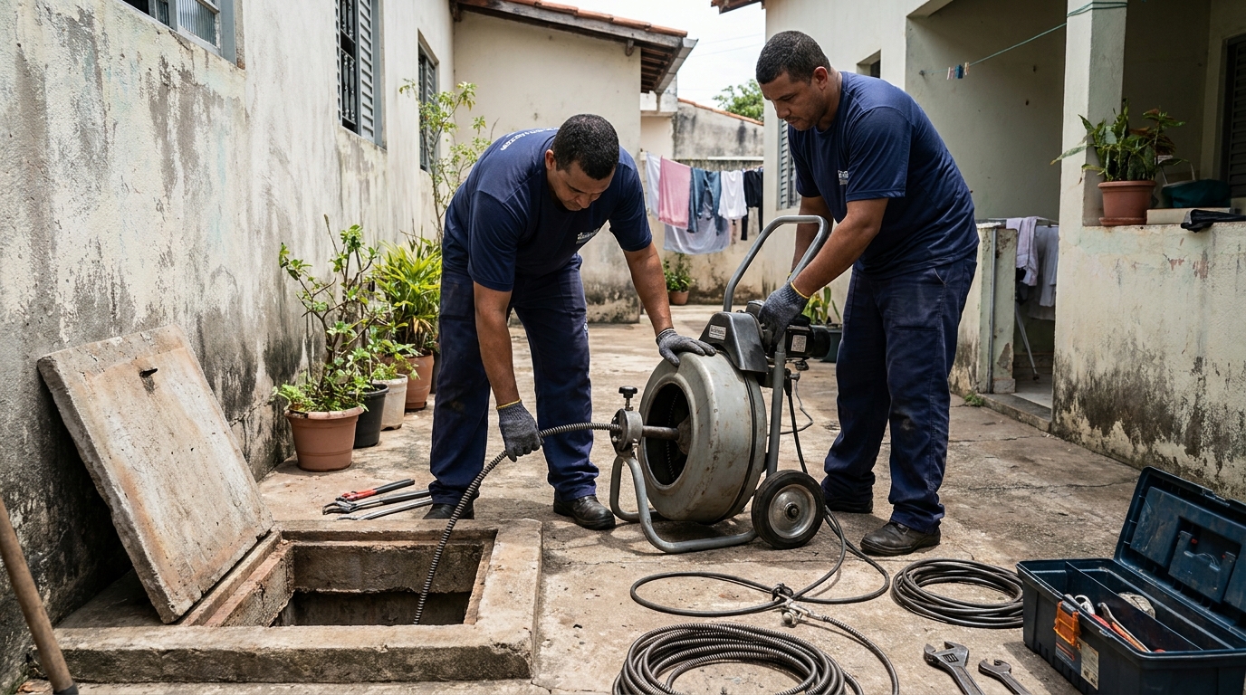 Desentupimento de Coluna Sanitária nas Terras do Engenho, Piracicaba‑SP